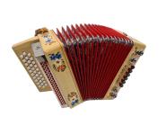 Steirische Harmonika G C F Kindermodell 3-reihig neuwertig mit Koffer & Riemen 