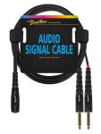 Audiokabel 6.3mm female Stereo Klinke auf 2x 6.3mm Mono Klinke 3m schwarz hochwertiges Verbindungskabel 