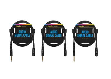 Audiokabel 6,3mm Stereo Klinke Buchse auf 6,3mm Stereo Klinke Stecker 0,75m schwarz 