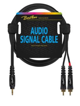 Cinchkabel 2x RCA auf 3.5mm Stereo Klinke 0.30m schwarz hochwertiges Audiokabel 