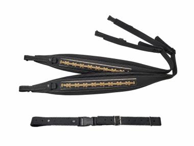 Harmonikariemen Extravagant schwarz + Querriemen 