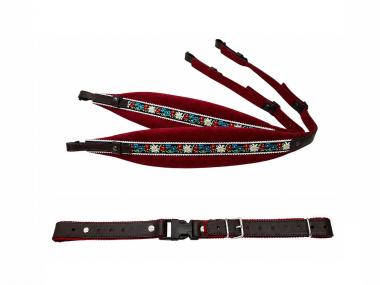 Harmonikariemen Edelweiss Exklusiv rot + Querriemen 