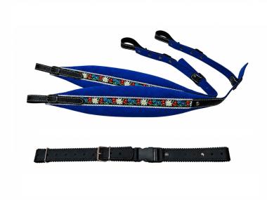 Harmonikariemen Edelweiss Exklusiv blau + Querriemen 