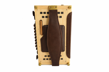 Steirische Harmonika Bassbodenleder Variante 2 + Ledereinsatz, dunkelbraun 