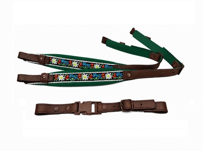 Harmonikariemen Junior Edelweiss grün + Querriemen 