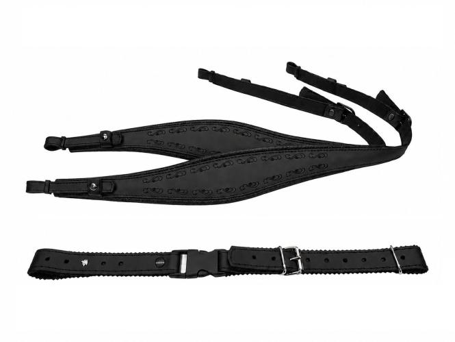 Harmonikariemen Elegant schwarz + Querriemen 