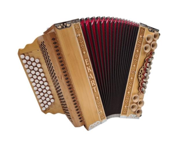 Steirische Harmonika G C F B Ekart Modell Fichte Massiv mit Koffer und Riemen 