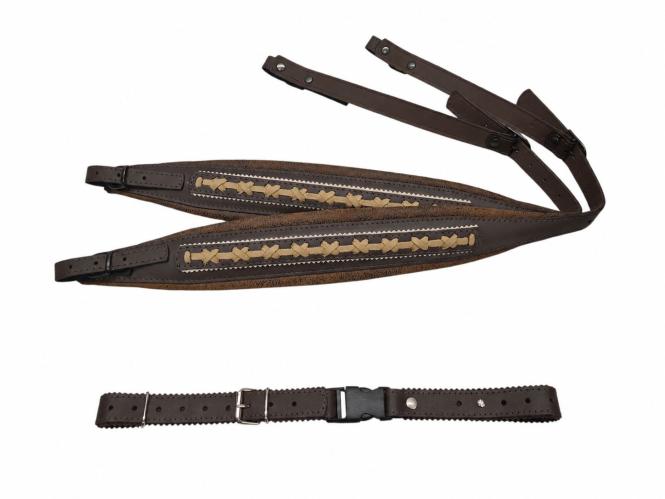 Harmonikariemen Extravagant braun + Querriemen 