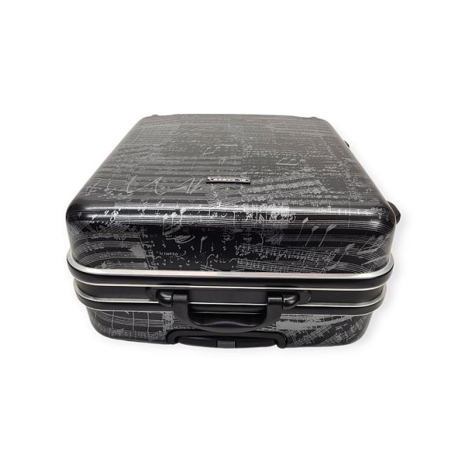 Akkordeonkoffer Trolley Hartschale Premium 72-Bass schwarz Notendesign 