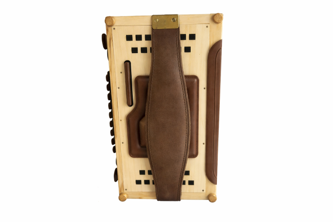 Steirische Harmonika Bassbodenleder Variante 1 + Ledereinsatz, hellbraun 