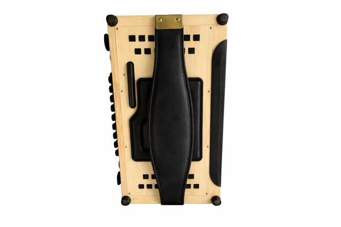 Steirische Harmonika Bassbodenleder Variante 1 + Ledereinsatz, schwarz 