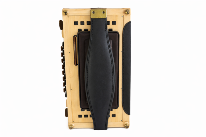 Steirische Harmonika Bassbodenleder Variante 3 + Ledereinsatz, schwarz 